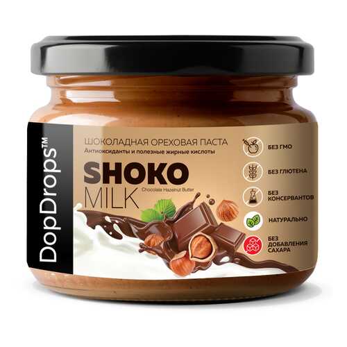 Шоколадно-ореховая паста SHOKO MILK с фундуком и молочным шоколадом без сахара, 250 г в ЕКА