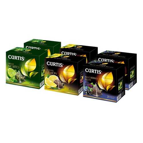 Набор чая Curtis Fresh Mojito, Sunny Lemon, Blue berries blues ассорти 6*20 пирамидок в ЕКА