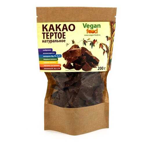 Какао-тертое натуральное Vegan Food 200 г в ЕКА
