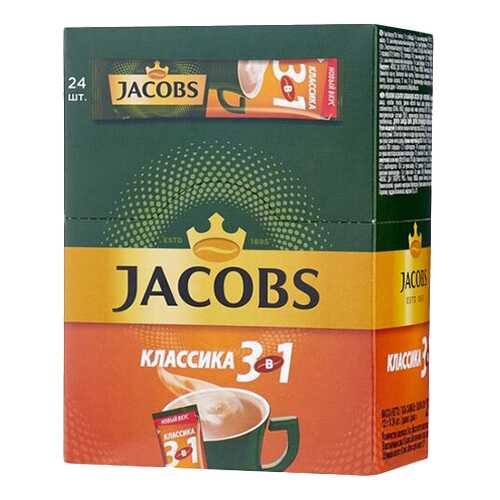 Кофе растворимый Jacobs 3в1 классика 24 стика в ЕКА