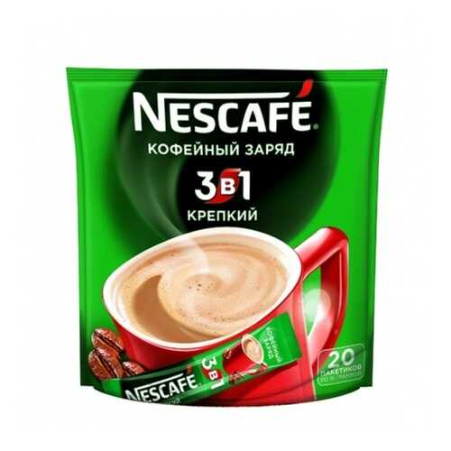 Кофейный напиток растворимый Nescafe 3в1 крепкий 16 г 20 пакетиков в ЕКА