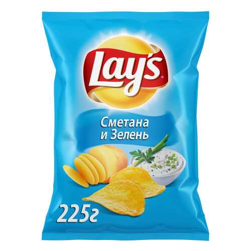 Картофельные чипсы Lays сметана и зелень 225 г в ЕКА
