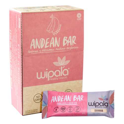 Злаково-фруктовые батончики Wipala Snacks банан-киноа 16 шт по 35 г в ЕКА