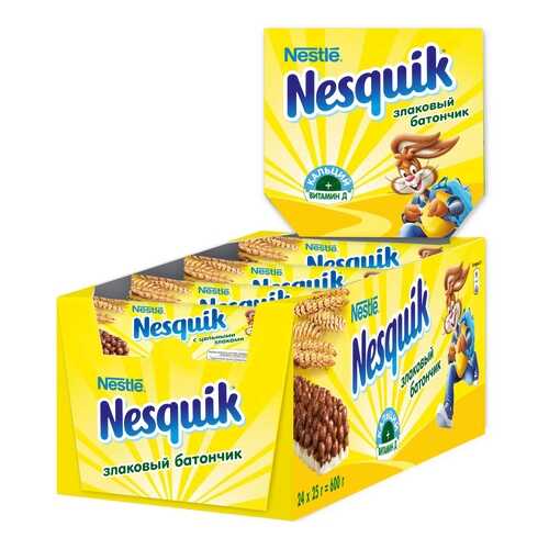 Злаковый батончик Nesquik с шоколадом 24 штуки по 25 г в ЕКА