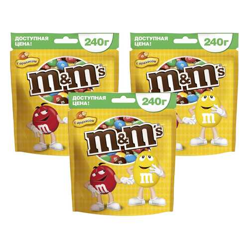 M&M`s конфеты Арахис 240 гр 3 упаковки в ЕКА