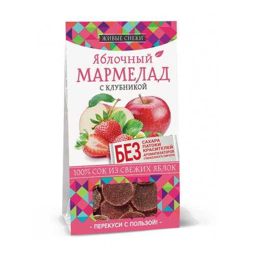 Мармелад яблочный Живые снеки с клубникой 90 г в ЕКА