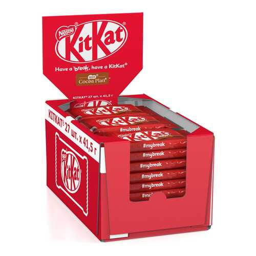 Молочный шоколад KITKAT с хрустящей вафлей 27 шт по 41.5 г в ЕКА