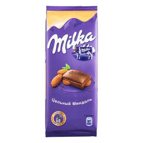 Шоколад молочный Milka с цельным миндалем 90 г в ЕКА