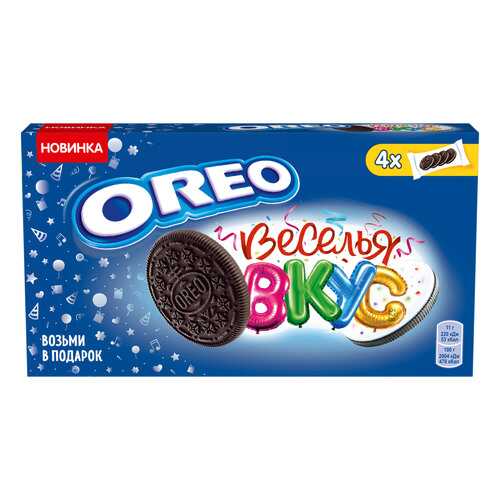 OREO печенье с какао и начинкой карамель/цв посыпка 176г в ЕКА