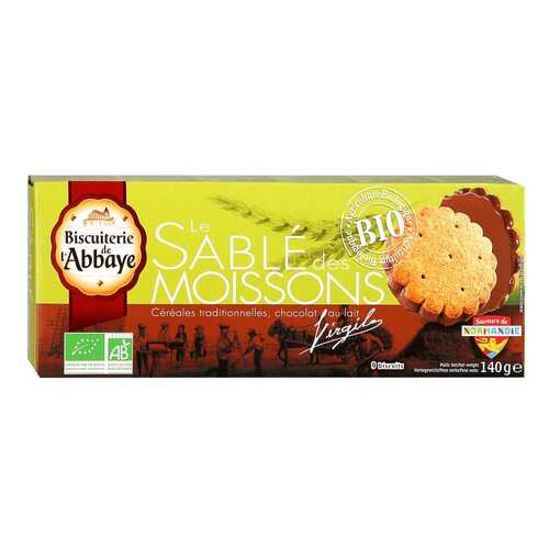 Печенье органическое Biscuiterie de lAbbaye со злаками покрытое молочным шоколадом 140 г в ЕКА