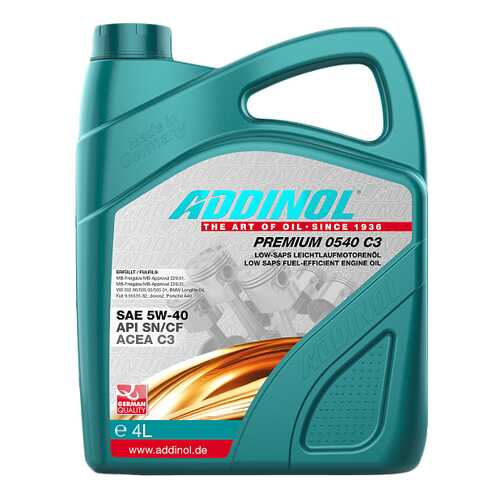 Моторное масло Addinol Premium 0540 C3 5W-40 4л в ЕКА