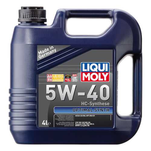 Моторное масло Liqui moly Optimal Synth 5W-40 4л в ЕКА
