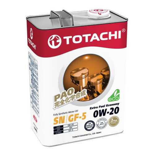 Моторное масло Totachi Extra Fuel Fully Synthetic SN 0W-20 4л в ЕКА