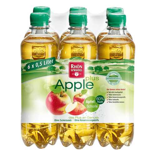 Минеральная вода с яблочным соком без сахара Rhon Sprudel «Apple Plus» 0.5 л, 6 шт в ЕКА