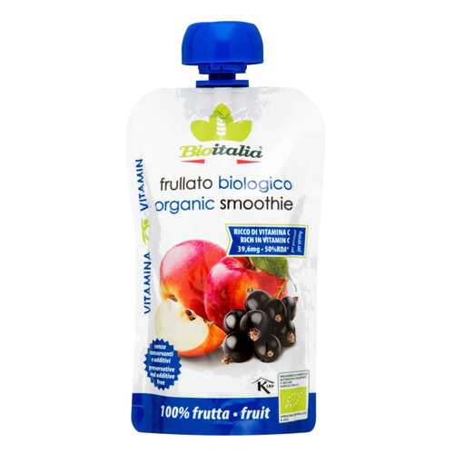 Пюре Bioitalia из яблока и черной смородины 120 г в ЕКА
